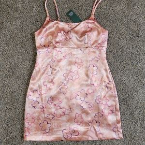 Womens Medium Wild Fable Pink Floral Notch Slip Dress